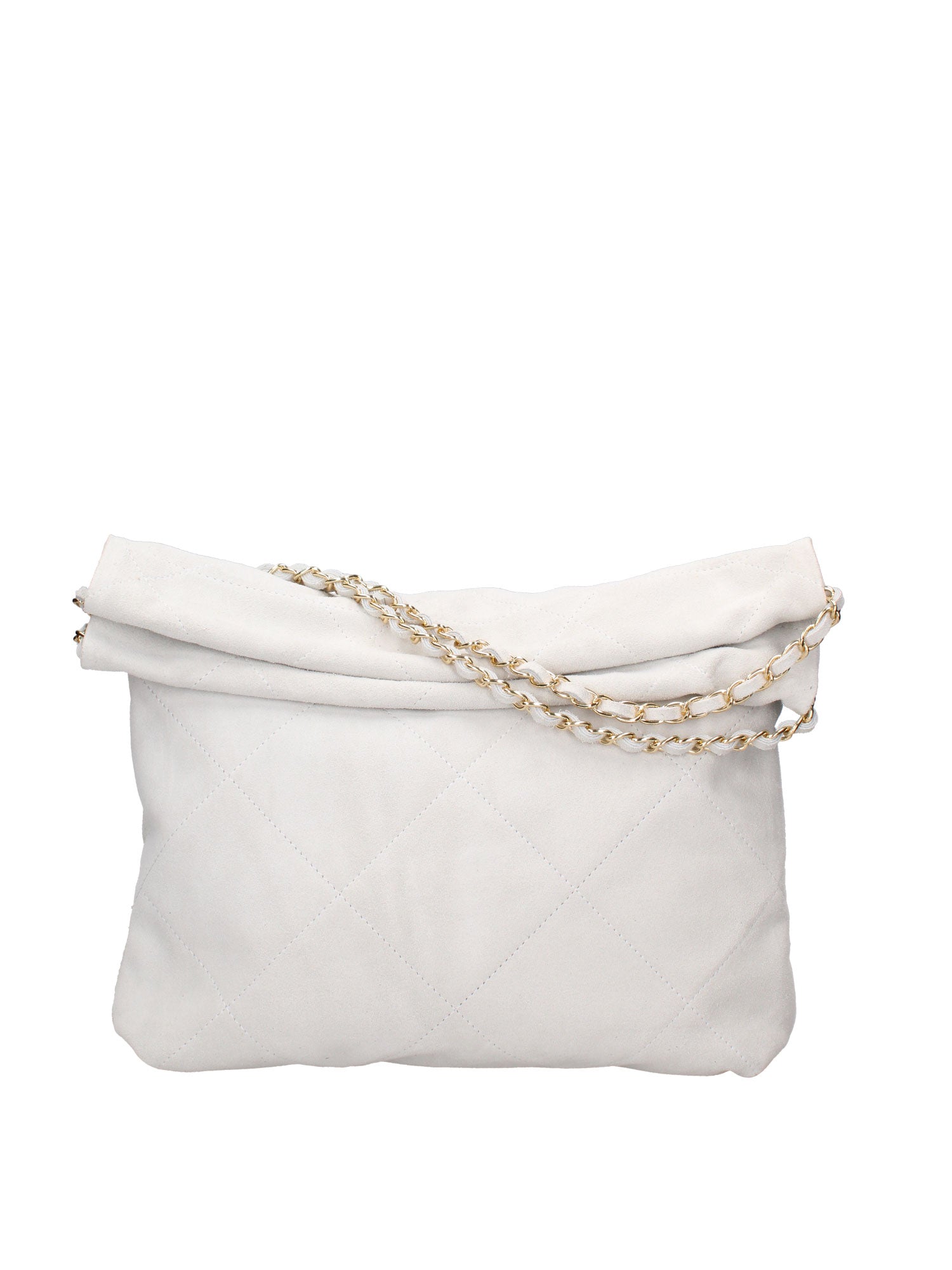 Borsa a Spalla in Vera Pelle Grigio Chiaro