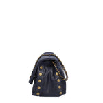 Borsa a Tracolla in Vera Pelle Blu Scuro