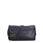 Borsa a Tracolla in Vera Pelle Blu Scuro