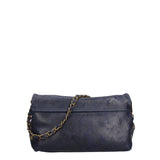 Borsa a Tracolla in Vera Pelle Blu Scuro