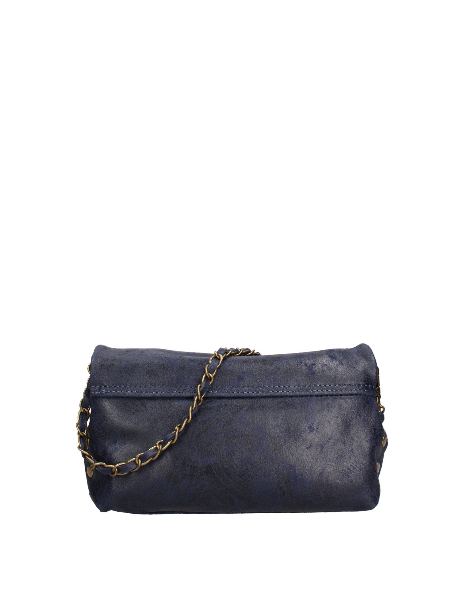 Borsa a Tracolla in Vera Pelle Blu Scuro