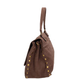 Borsa a Spalla in Vera Pelle Beige Scuro