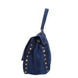 Borsa a Spalla in Vera Pelle Blu Scuro