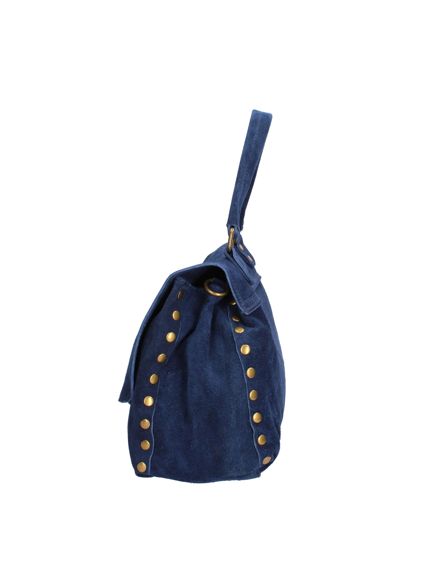 Borsa a Spalla in Vera Pelle Blu Scuro