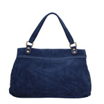 Borsa a Spalla in Vera Pelle Blu Scuro