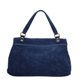 Borsa a Spalla in Vera Pelle Blu Scuro