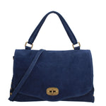 Borsa a Spalla in Vera Pelle Blu Scuro