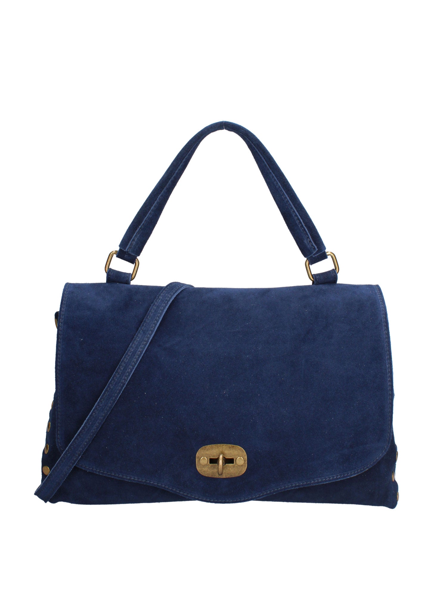 Borsa a Spalla in Vera Pelle Blu Scuro