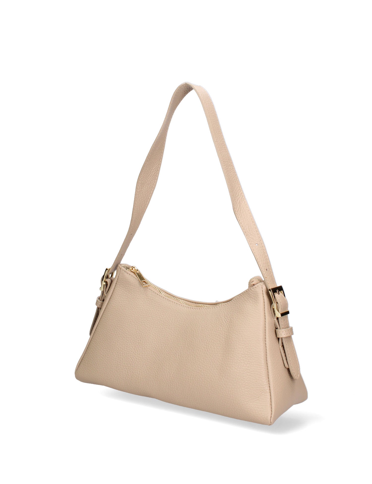 Borsa a Spalla in Vera Pelle Beige Scuro