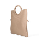 Borsa a Mano in Vera Pelle Beige Scuro