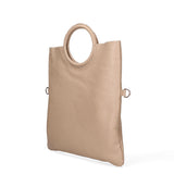 Borsa a Mano in Vera Pelle Beige Scuro