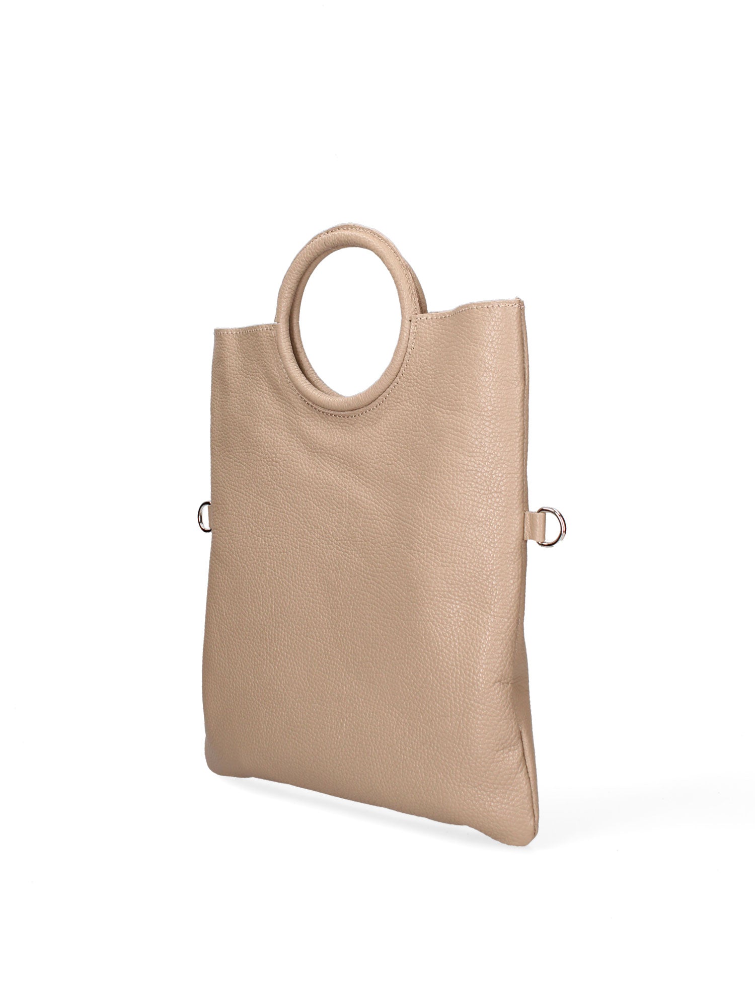 Borsa a Mano in Vera Pelle Beige Scuro
