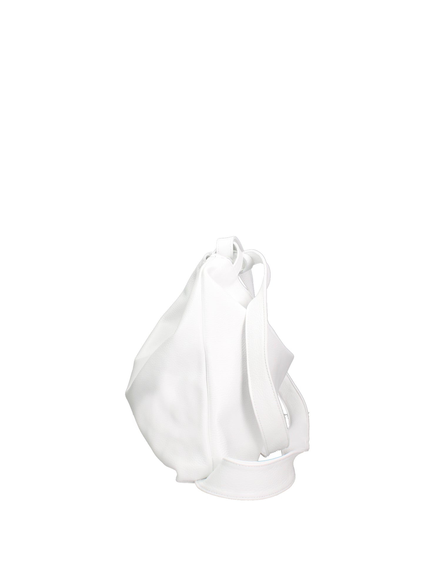Borsa a Spalla Convertibile in Zaino in Vera Pelle Bianco