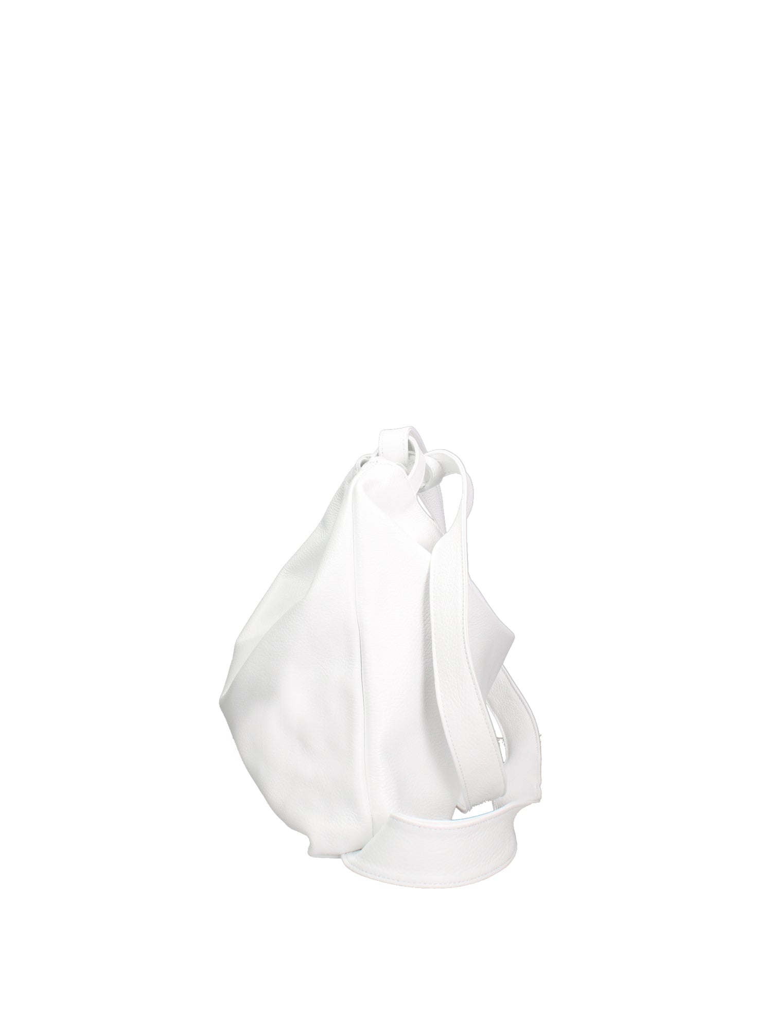 Borsa a Spalla Convertibile in Zaino in Vera Pelle Bianco