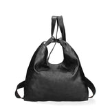 Borsa a Spalla Convertibile in Zaino in Vera Pelle Nero