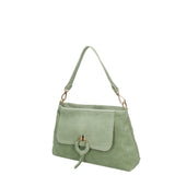 Borsa a Tracolla in Vera Pelle Verde Chiaro