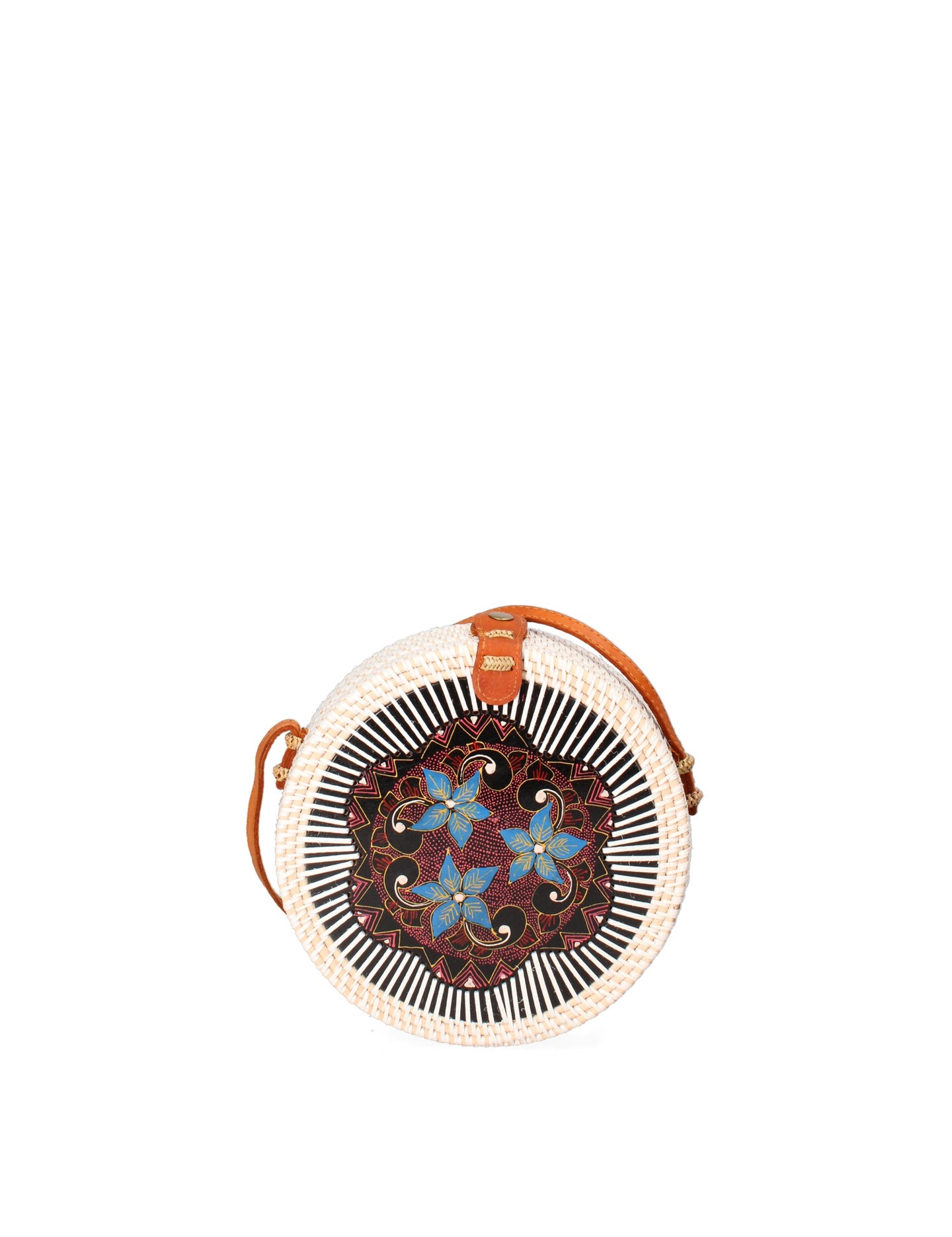 Borsa a Tracolla in Woven Straw Blu Scuro