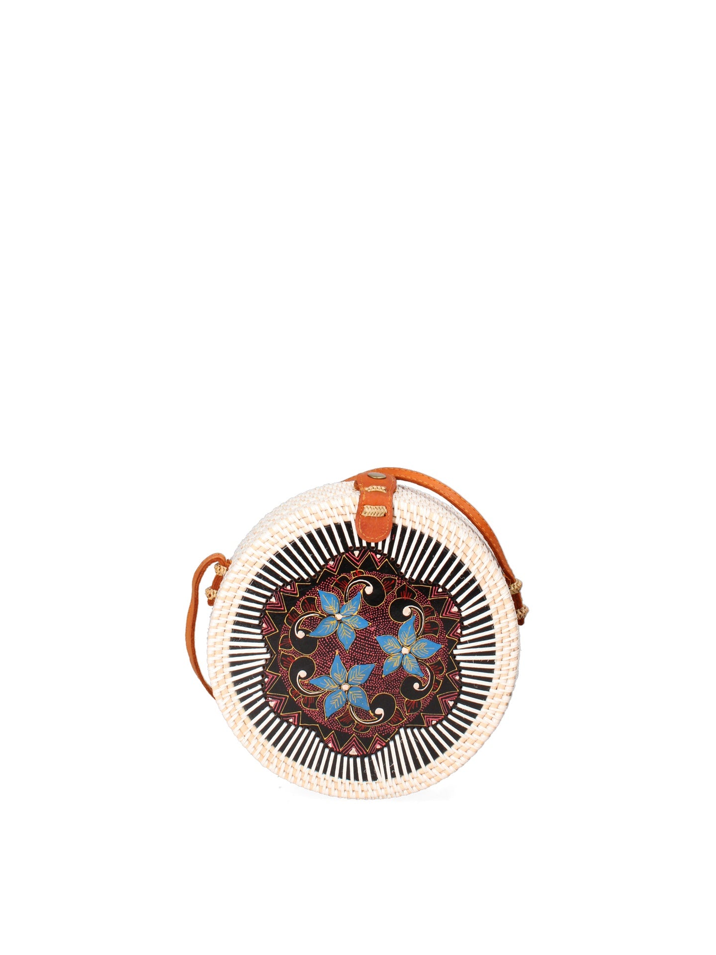 Borsa a Tracolla in Woven Straw Blu Scuro