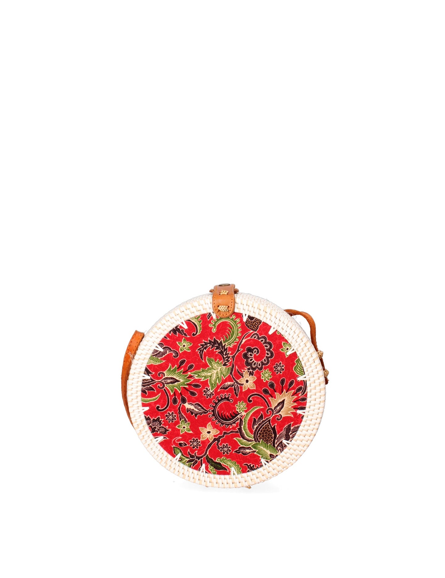 Borsa a Tracolla in Woven Straw Rosso