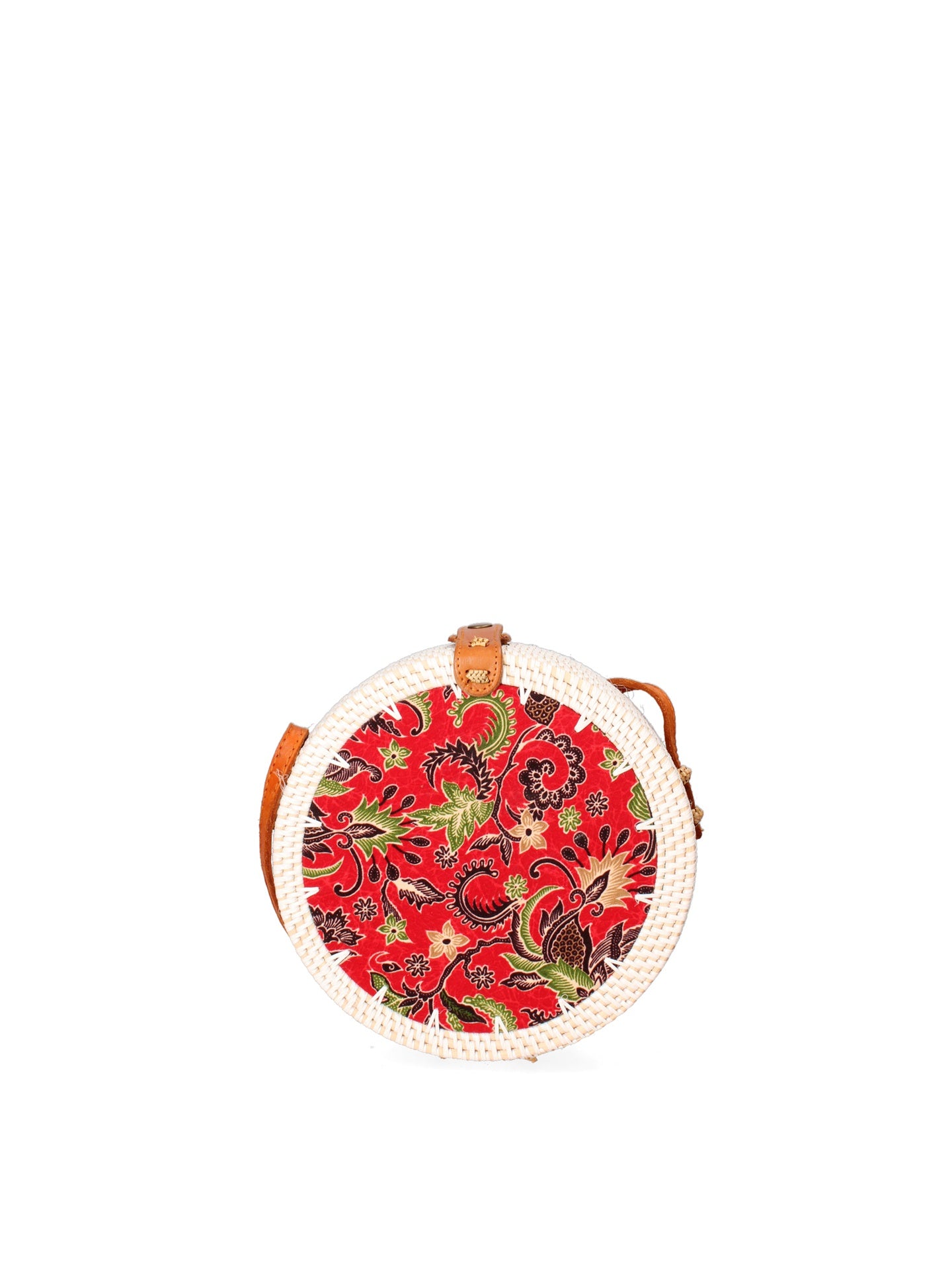 Borsa a Tracolla in Woven Straw Rosso
