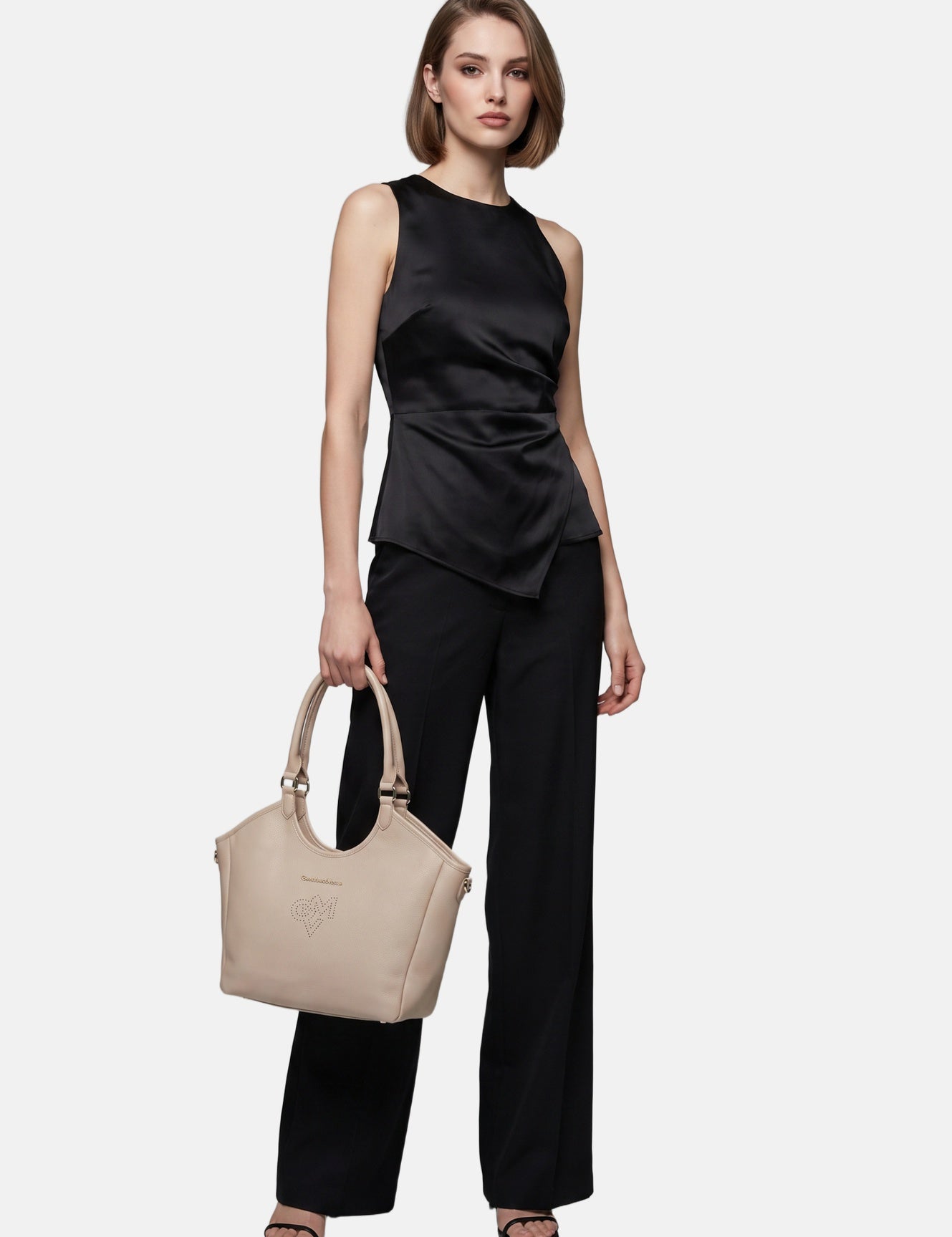 Borsa a Spalla in Pvc Beige