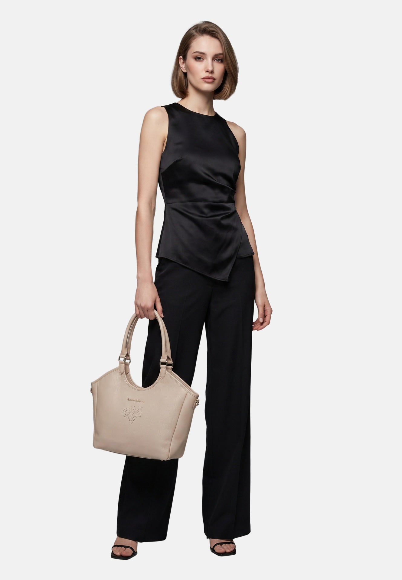 Borsa a Spalla in Pvc Beige