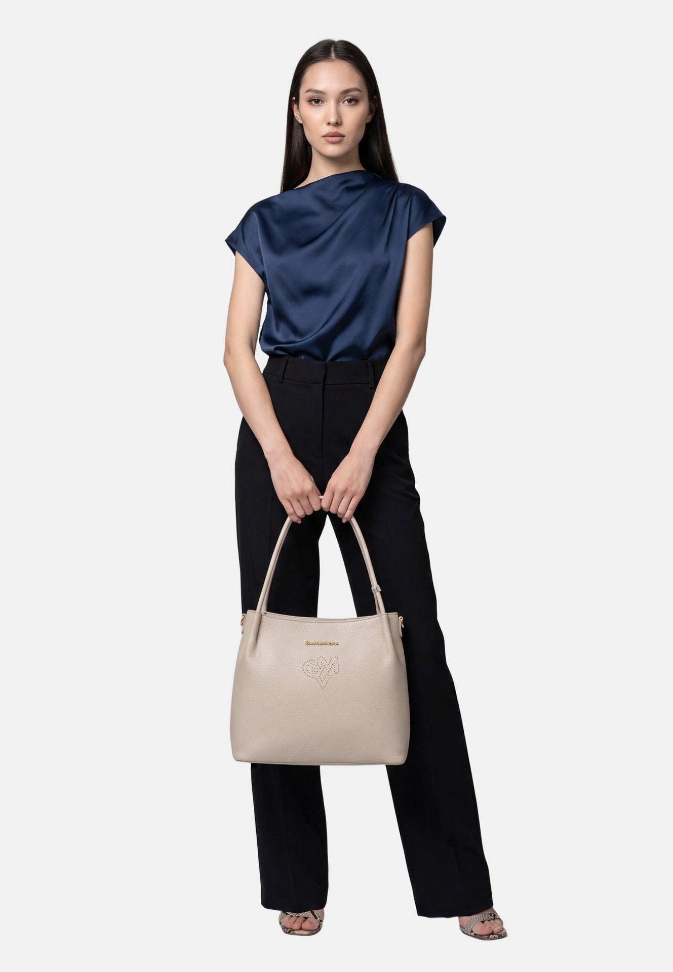Borsa a Spalla in Pvc Beige