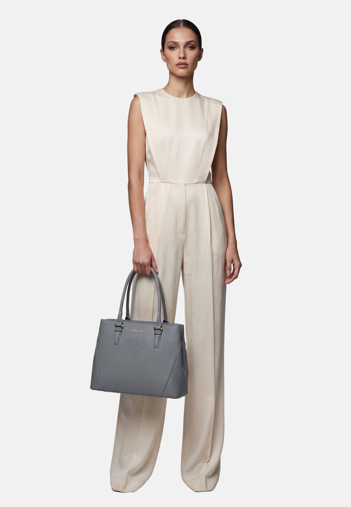 Borsa a Spalla in Pvc Grigio