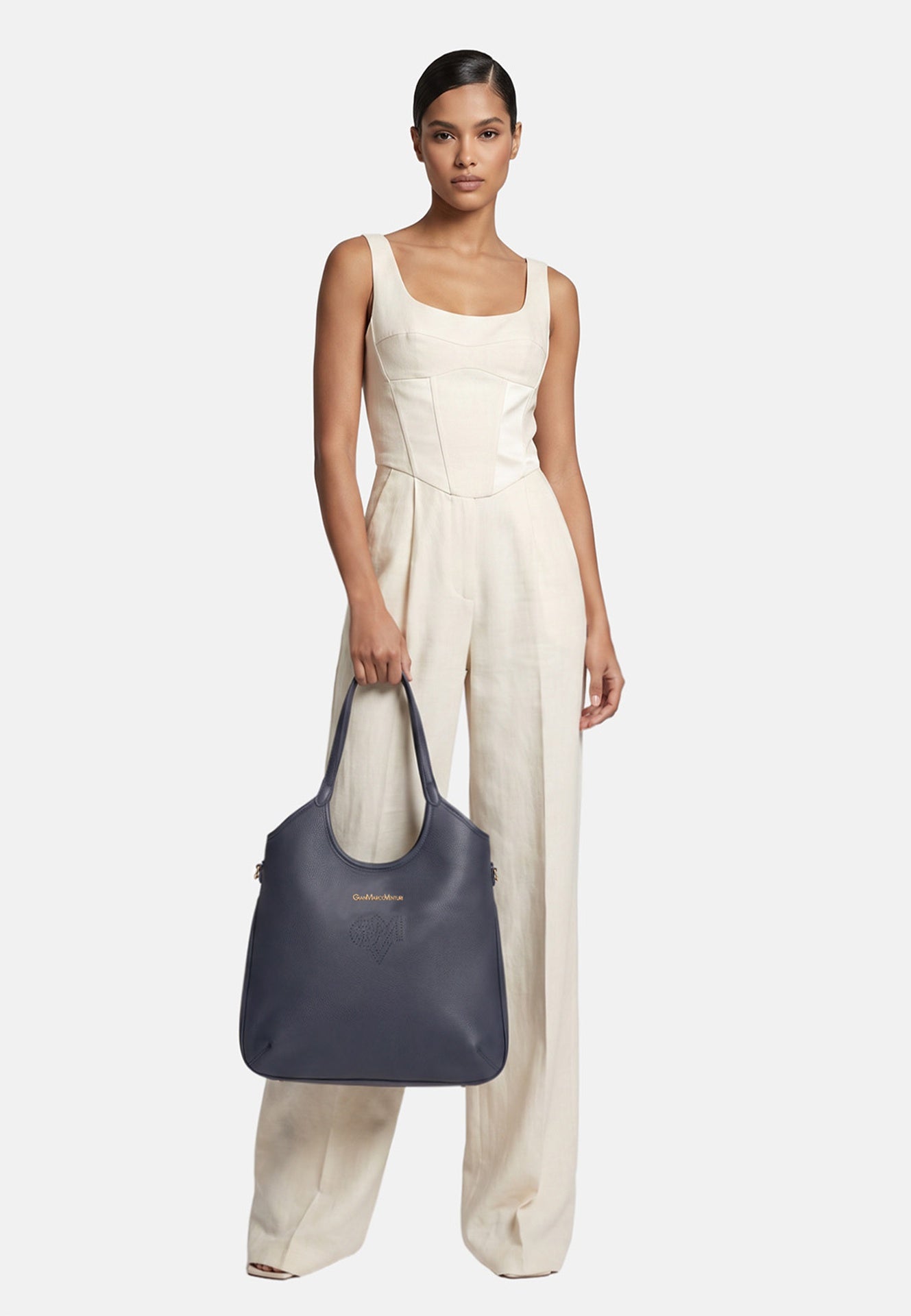 Borsa a Spalla in Pvc Blu