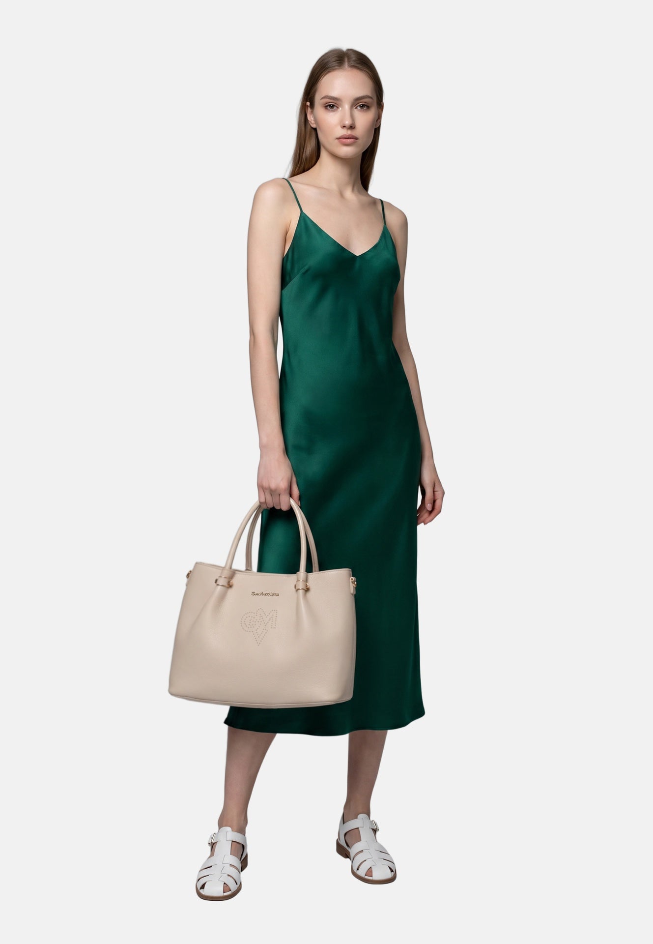 Borsa a Spalla in Pvc Beige