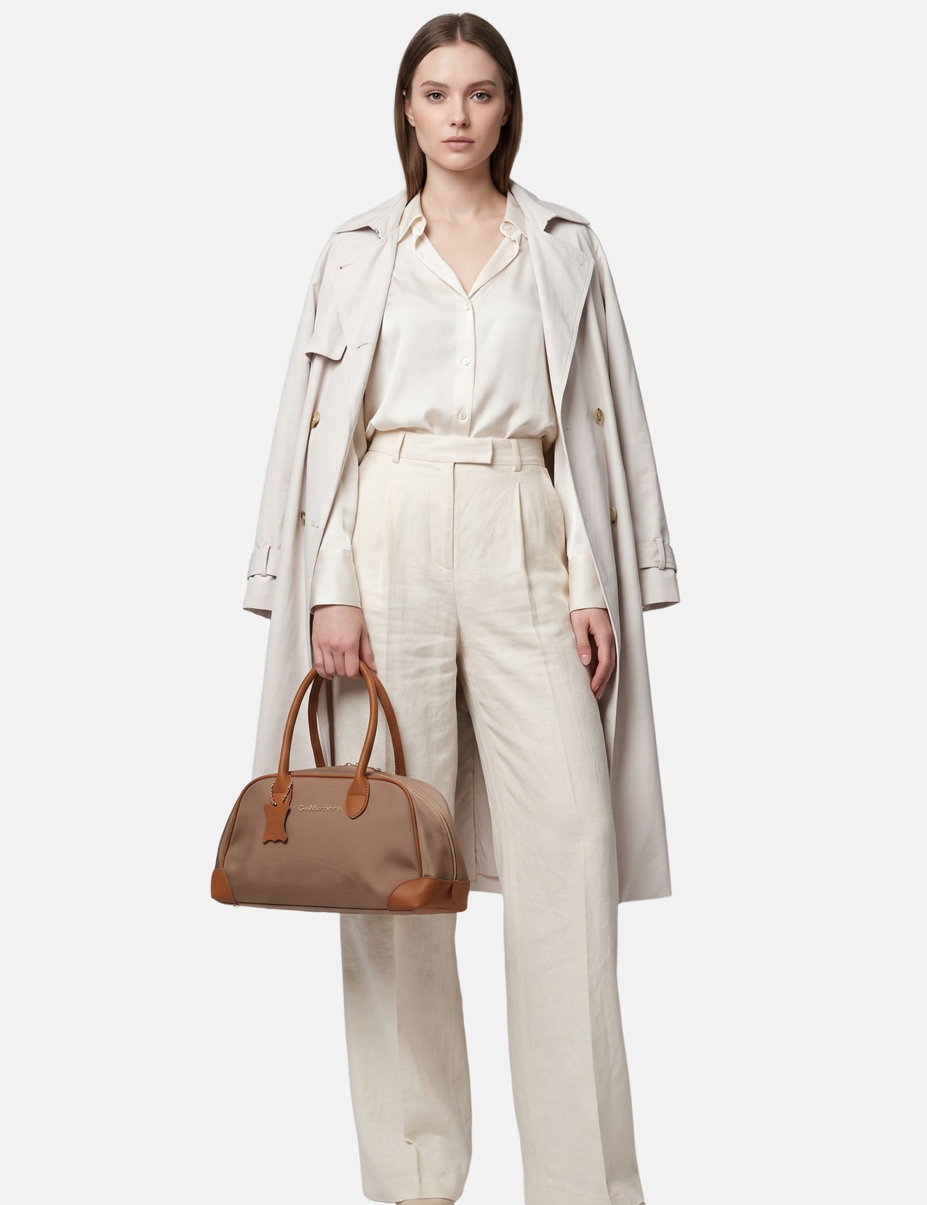Borsa a Spalla in Pvc Beige