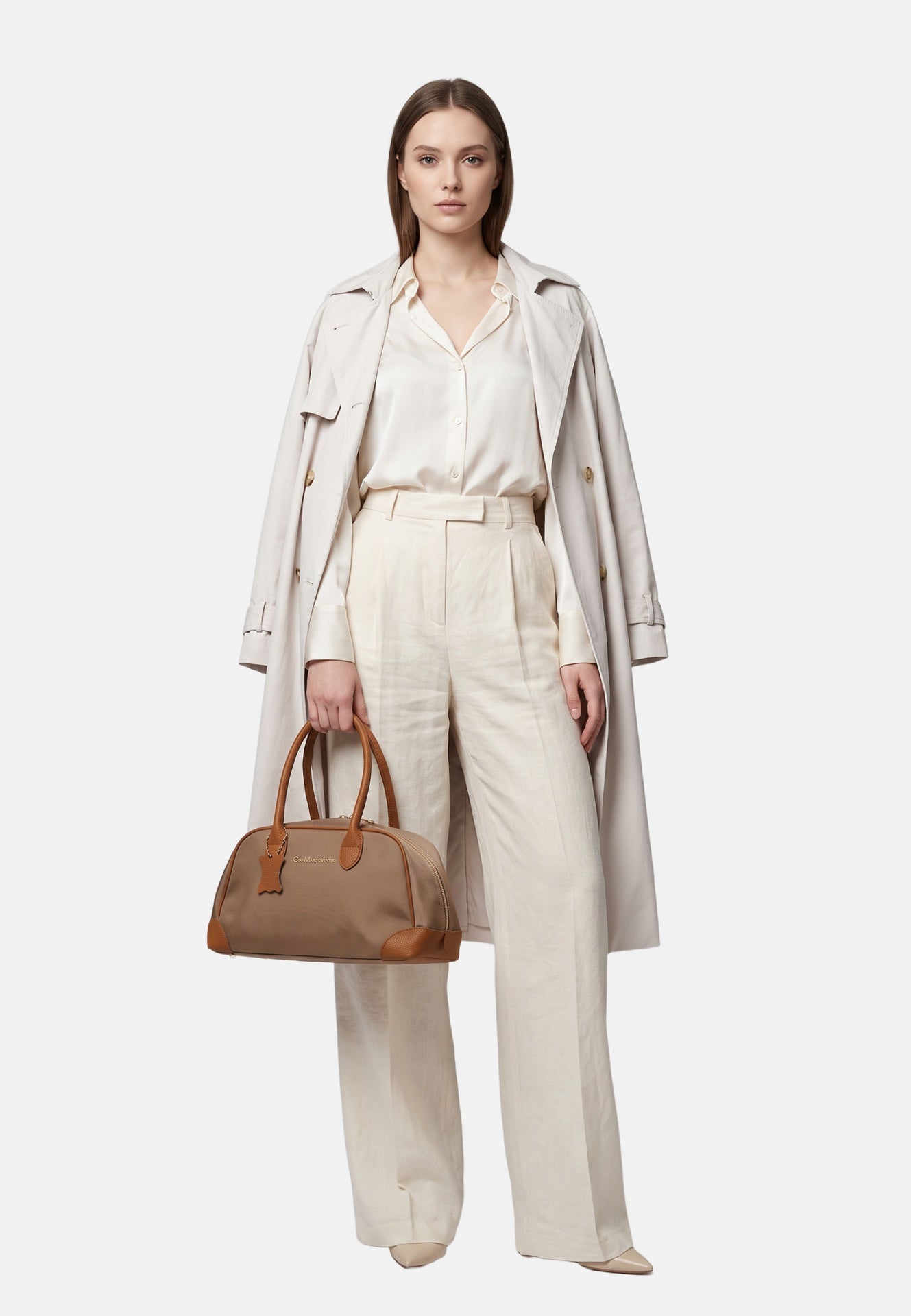 Borsa a Spalla in Pvc Beige