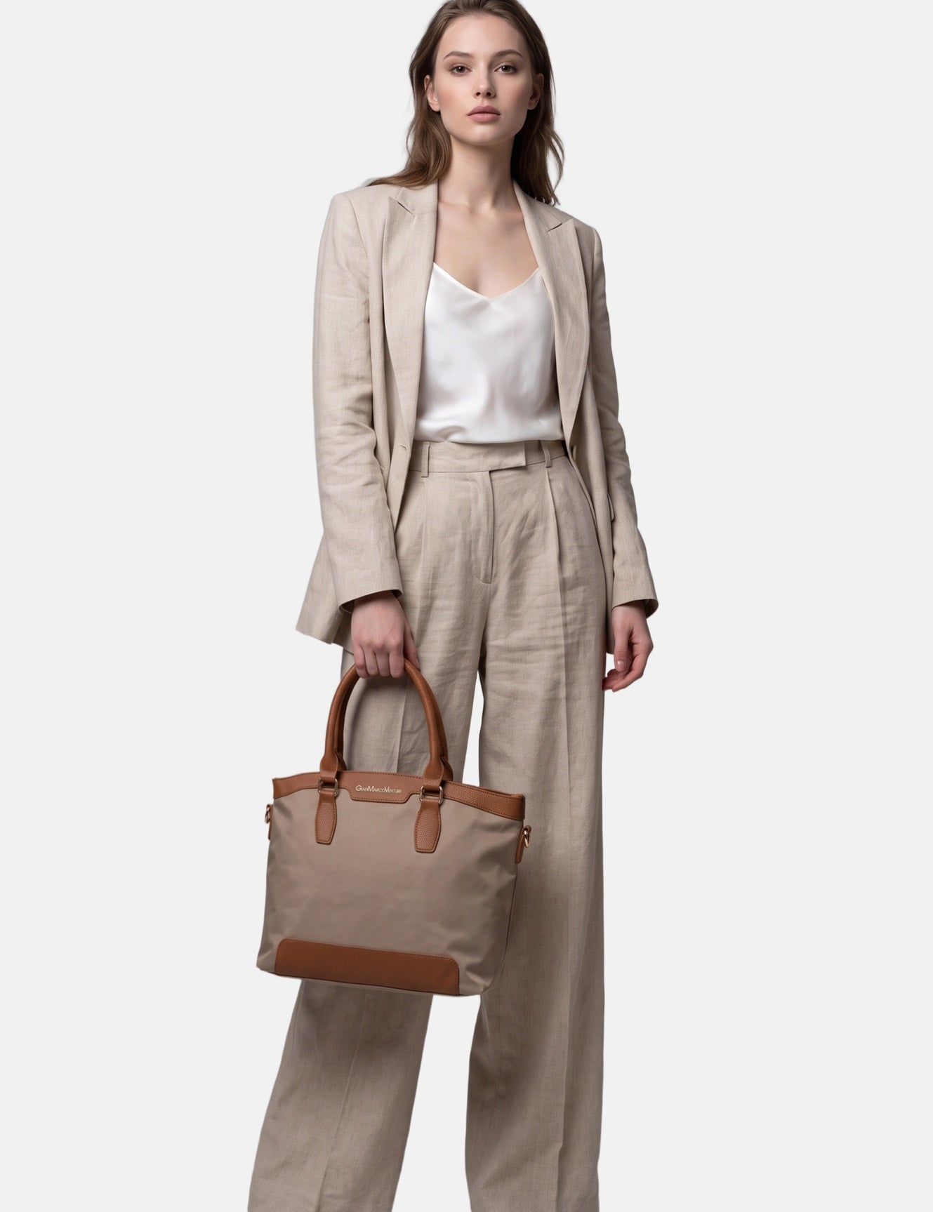 Borsa a Spalla in Pvc Beige