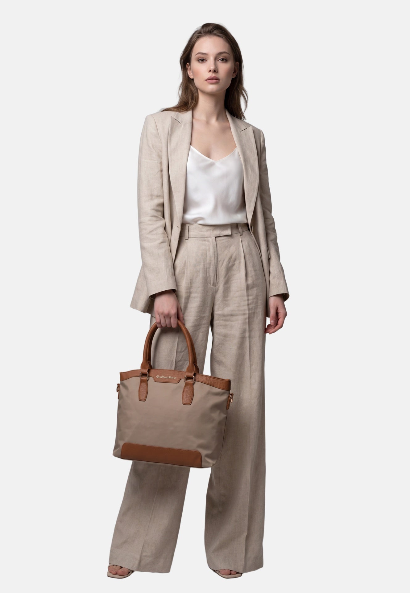 Borsa a Spalla in Pvc Beige