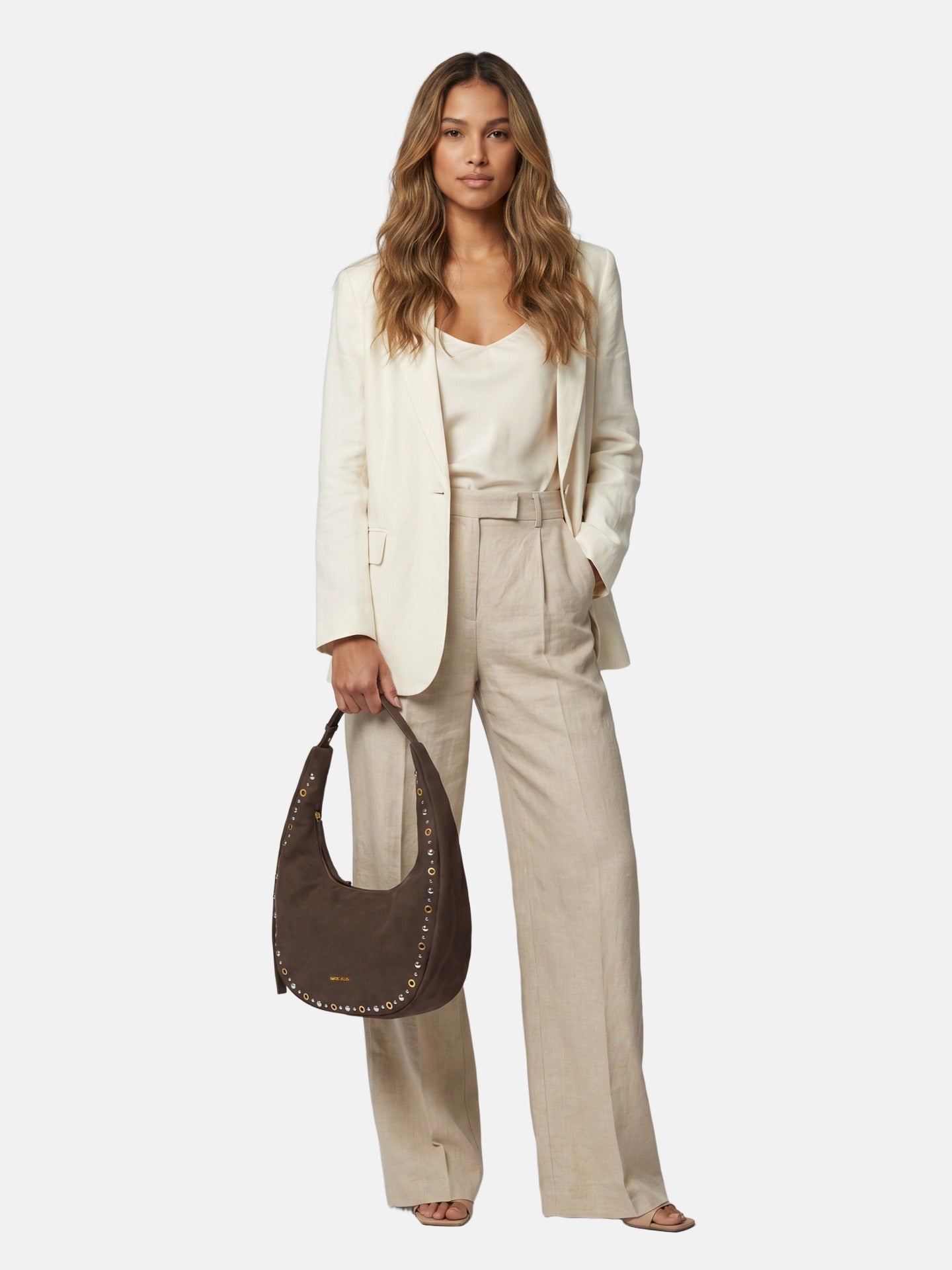 Borsa a Mano in Pelle Vegana Marrone