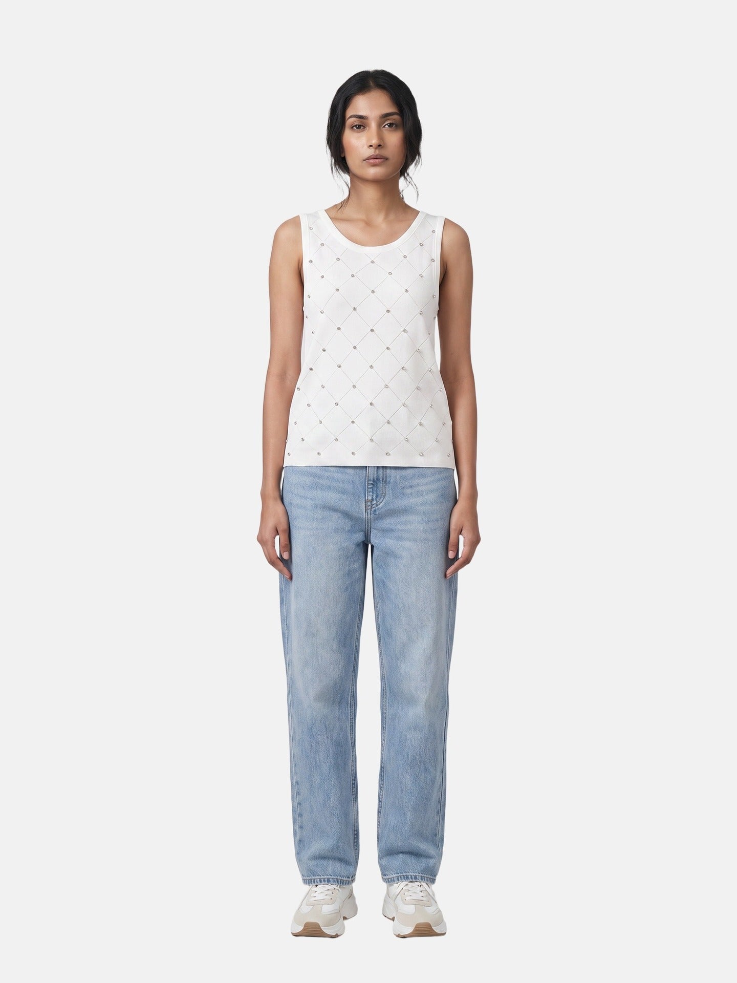 Blusa in 63% Viscosa 37% Nylon Bianco