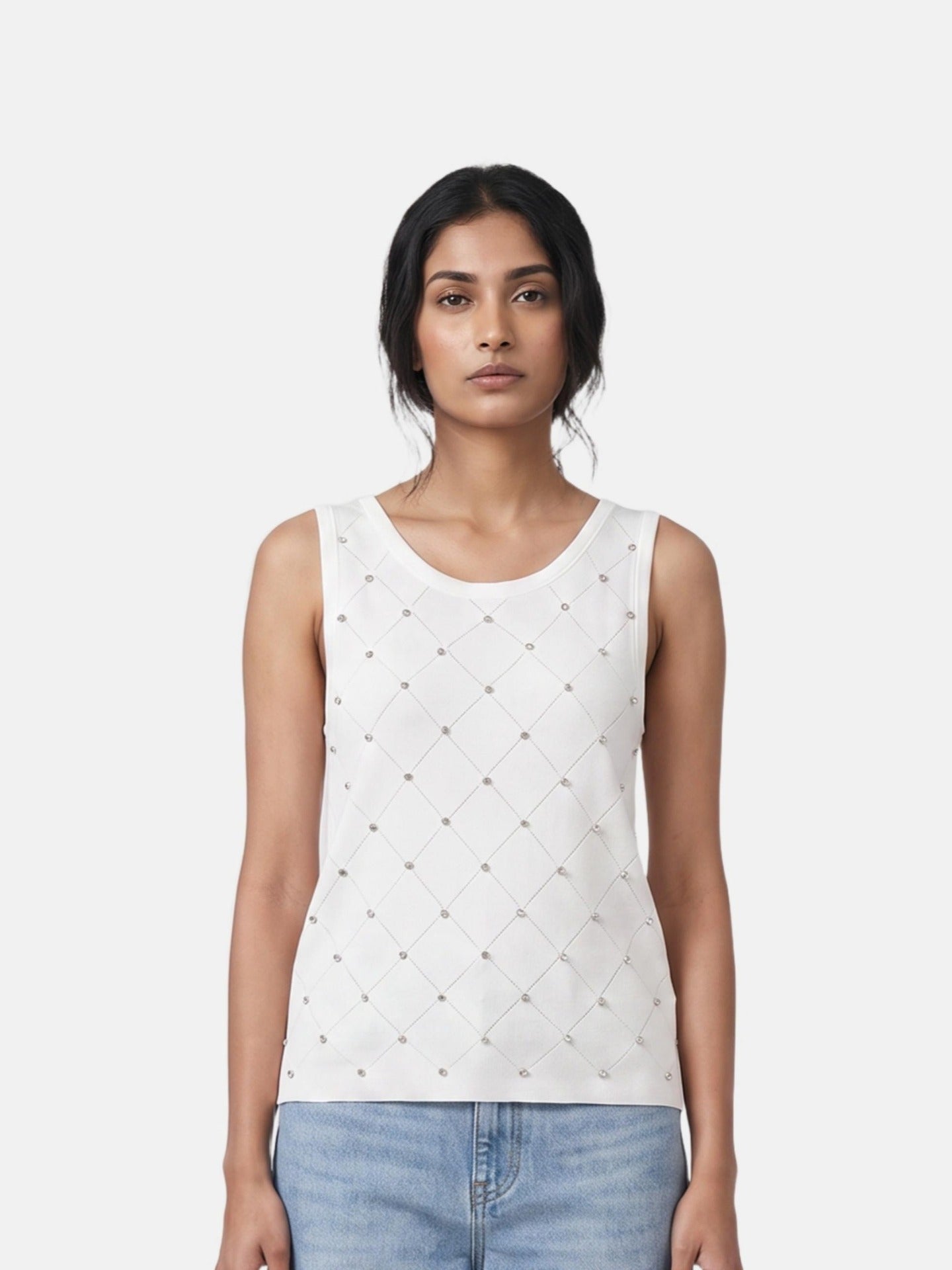 Blusa in 63% Viscosa 37% Nylon Bianco