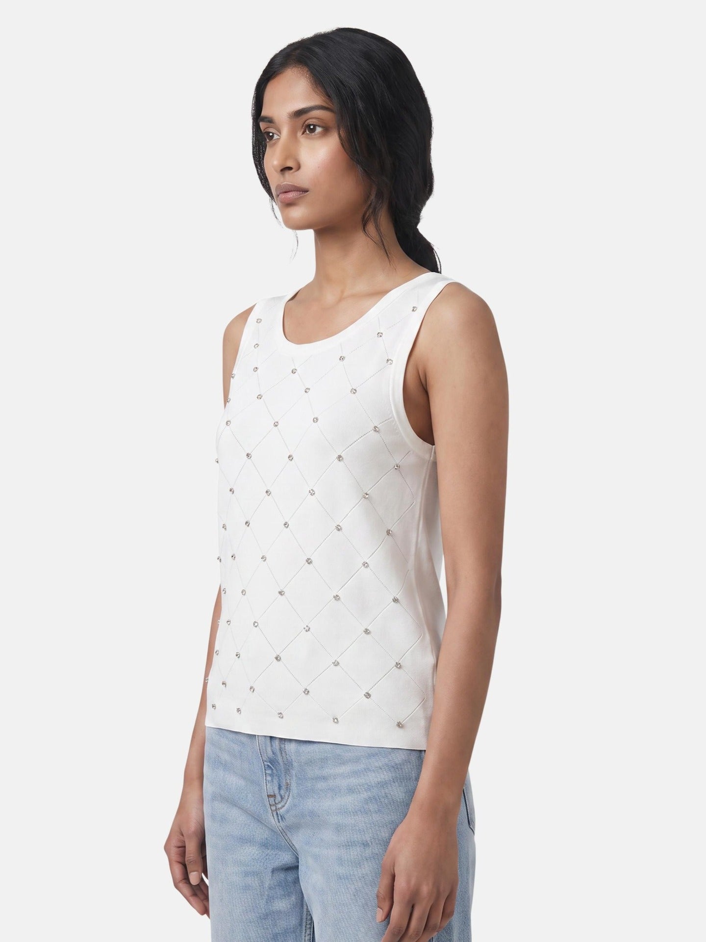 Blusa in 63% Viscosa 37% Nylon Bianco