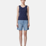 Blusa in 63% Viscosa 37% Nylon Blu Scuro