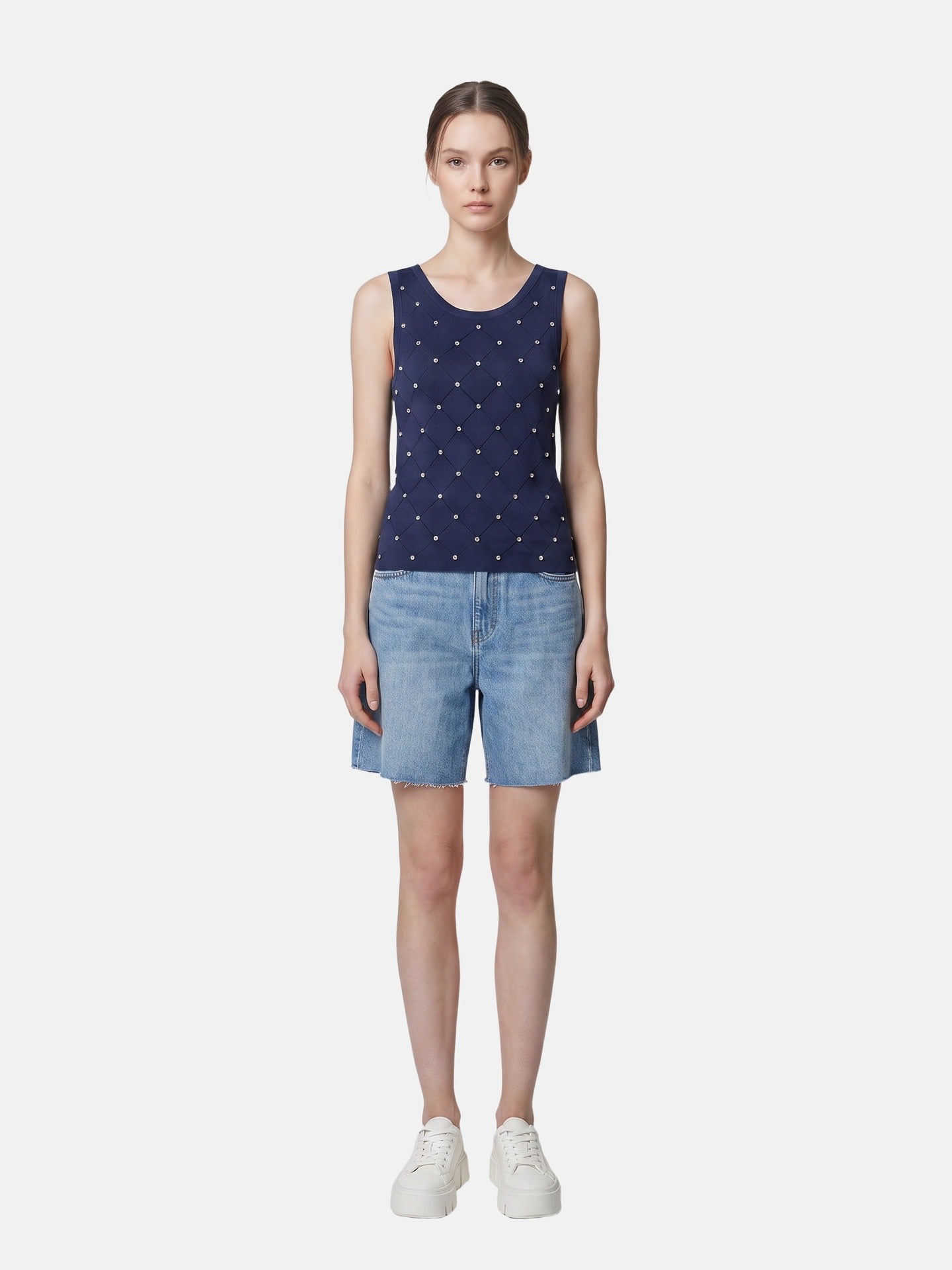 Blusa in 63% Viscosa 37% Nylon Blu Scuro