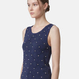 Blusa in 63% Viscosa 37% Nylon Blu Scuro
