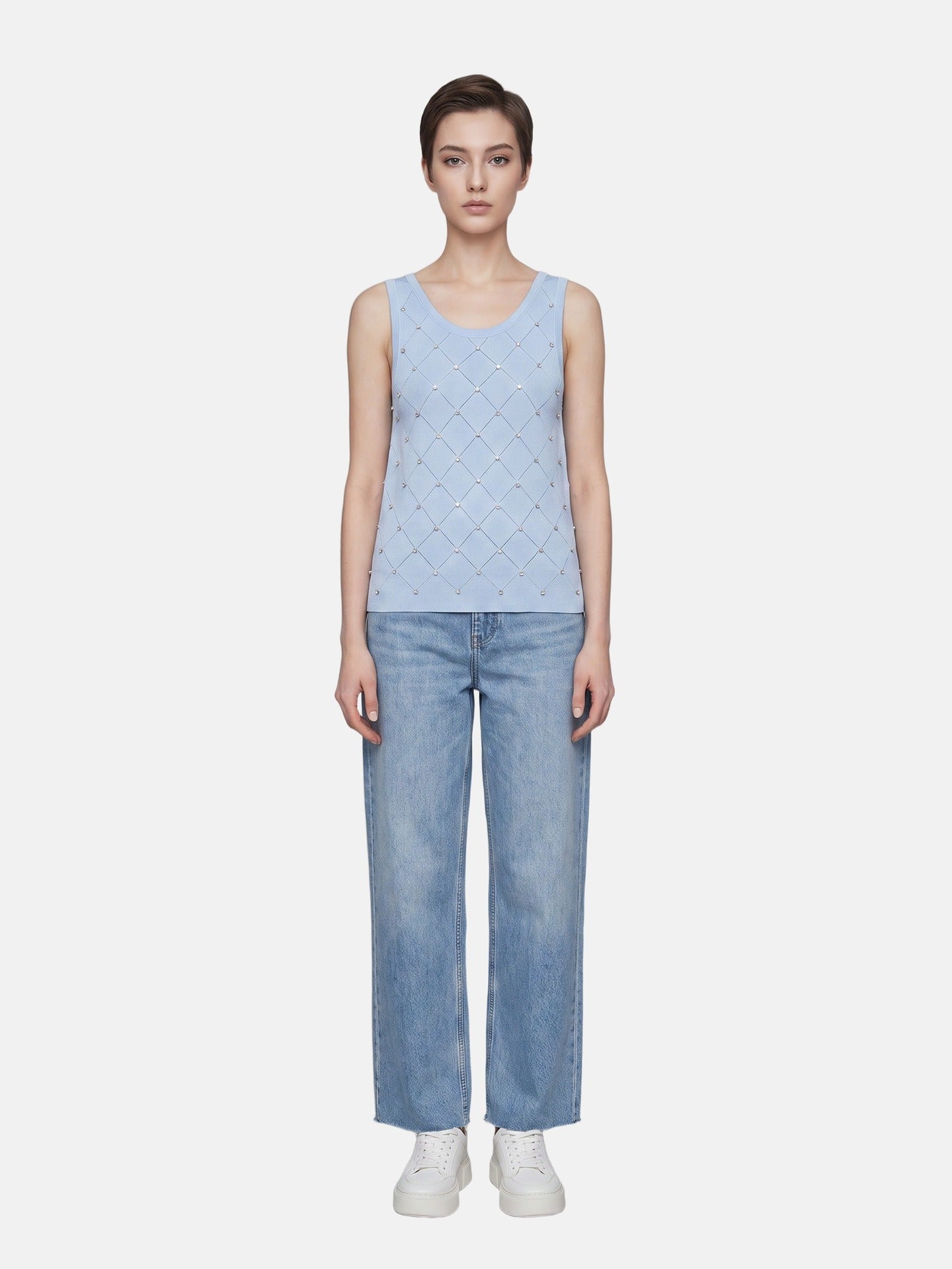 Blusa in 63% Viscosa 37% Nylon Azzurro