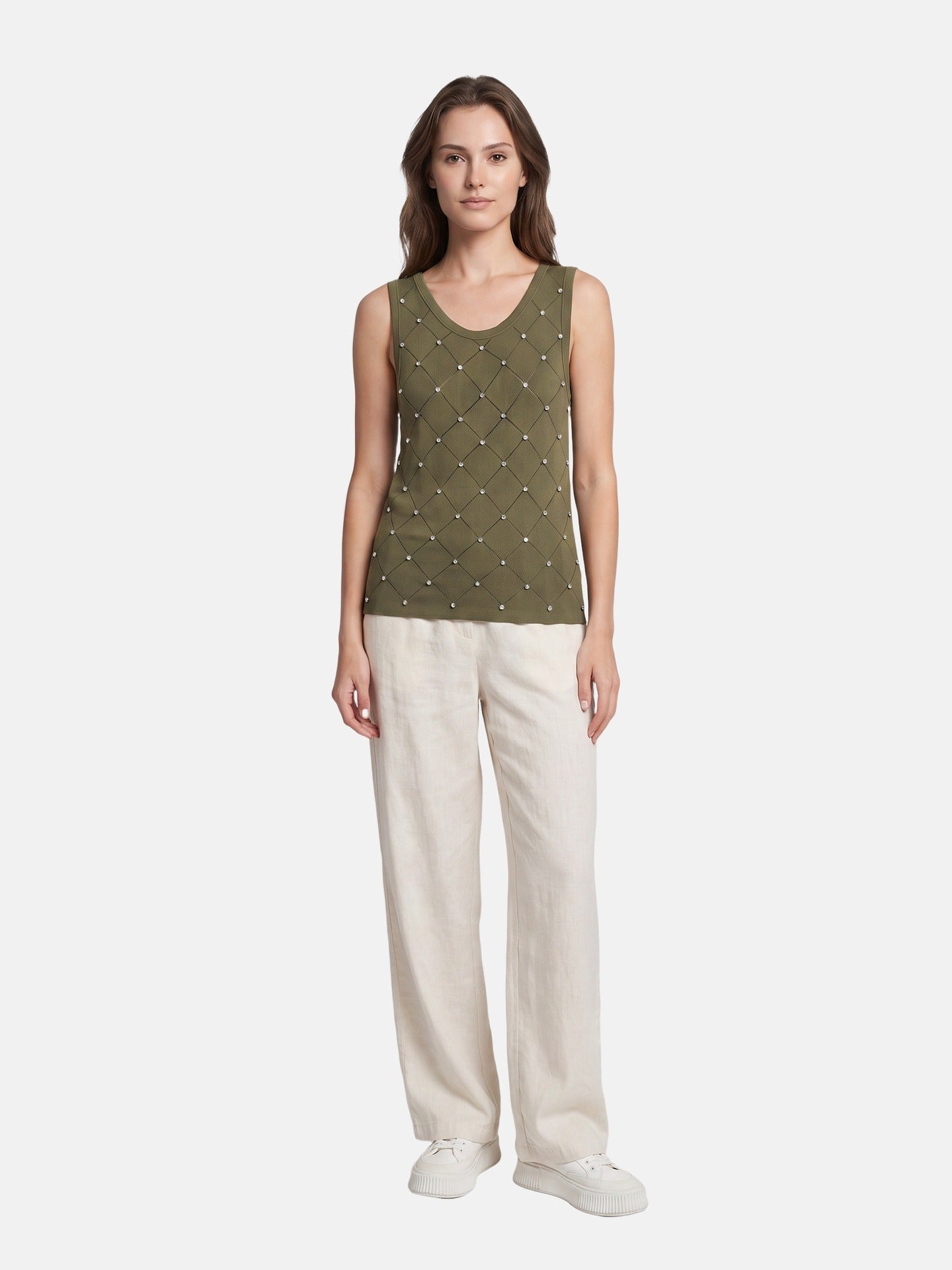Blusa in 63% Viscosa 37% Nylon Verde Militare