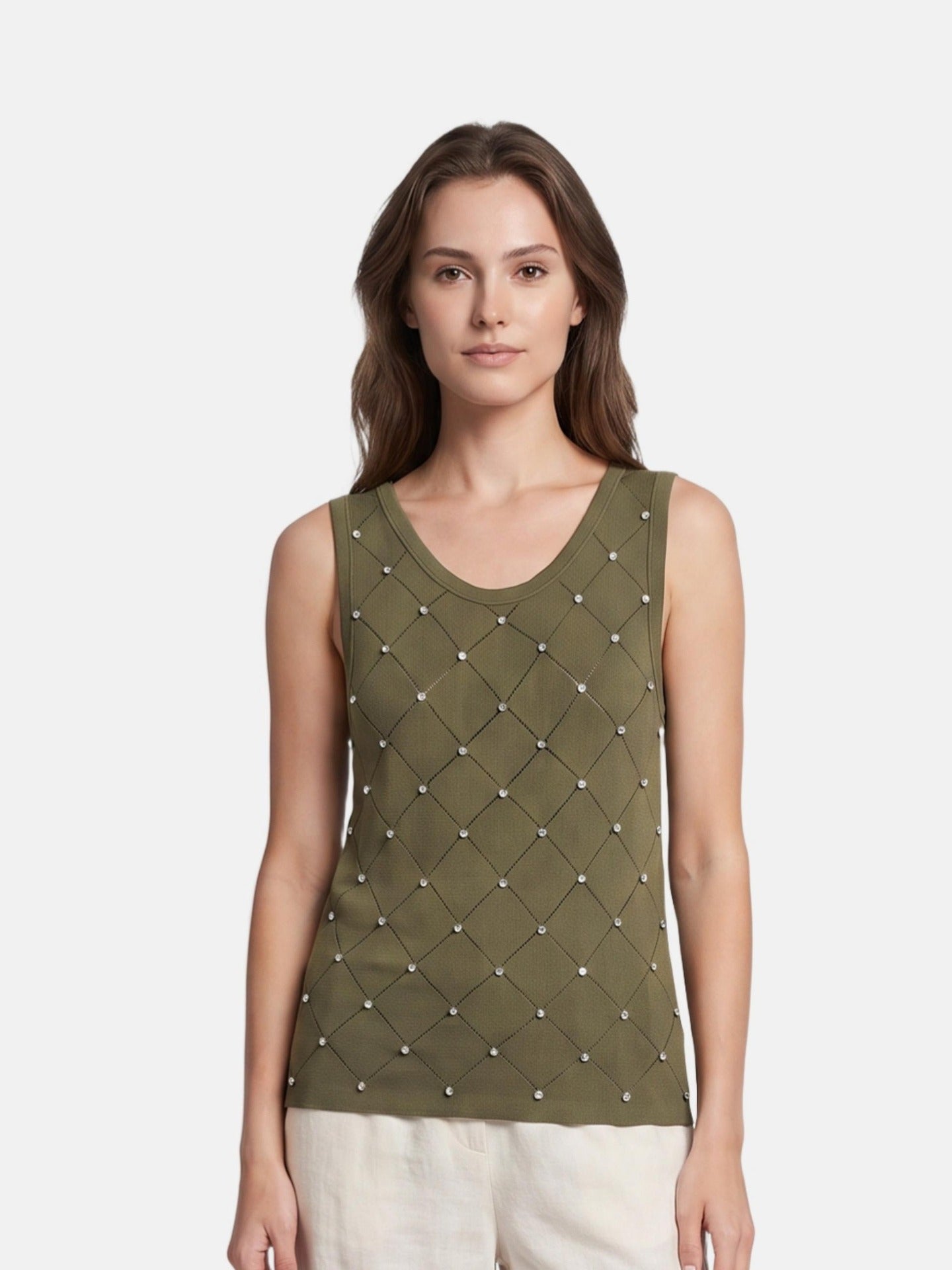 Blusa in 63% Viscosa 37% Nylon Verde Militare