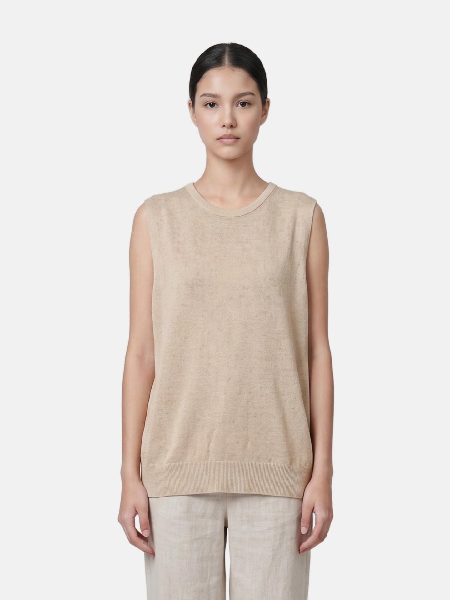Top in Poliestere Beige