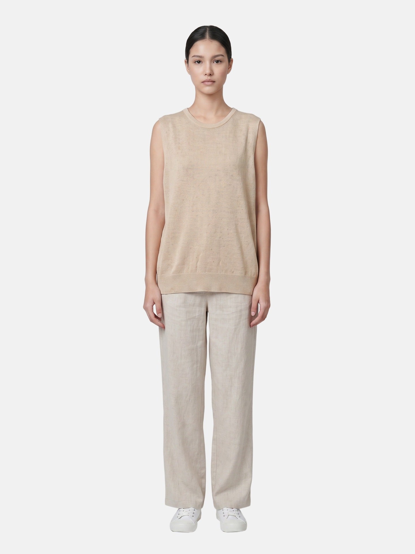 Top in Poliestere Beige