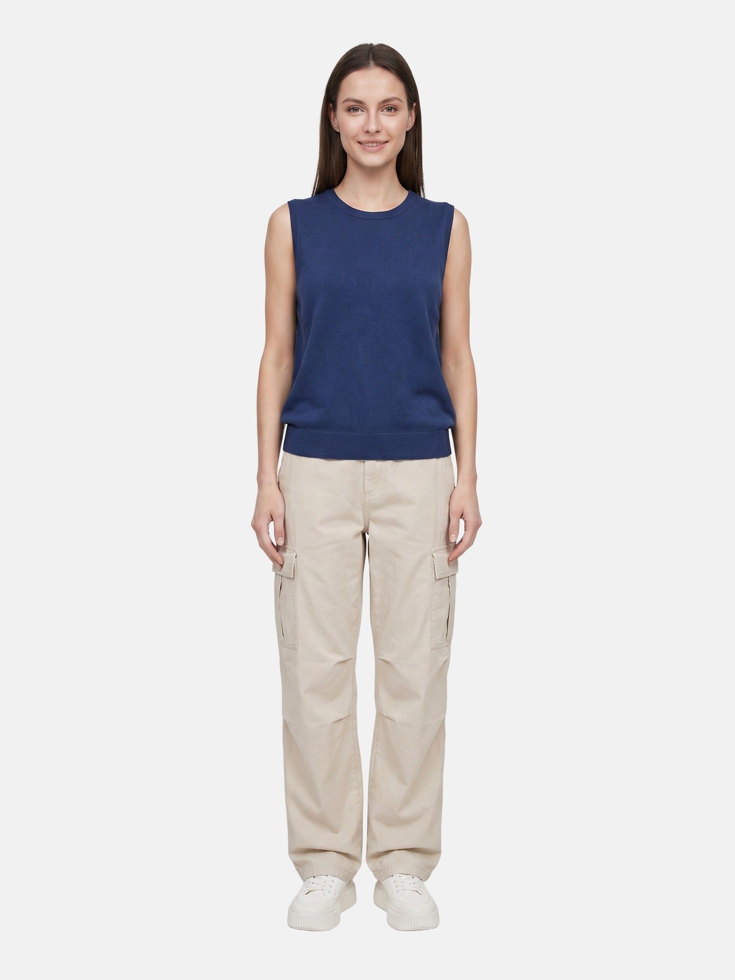 Top in Poliestere Blu Scuro