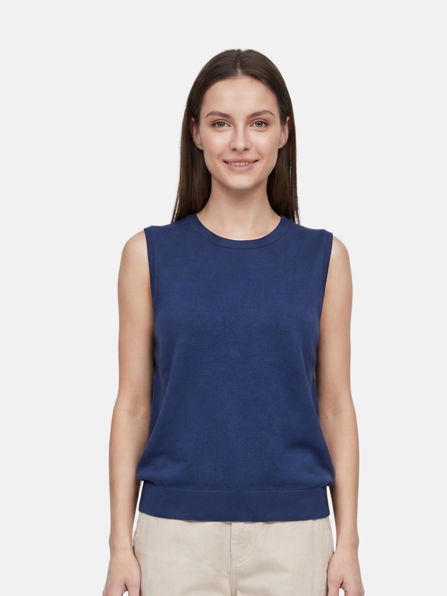 Top in Poliestere Blu Scuro