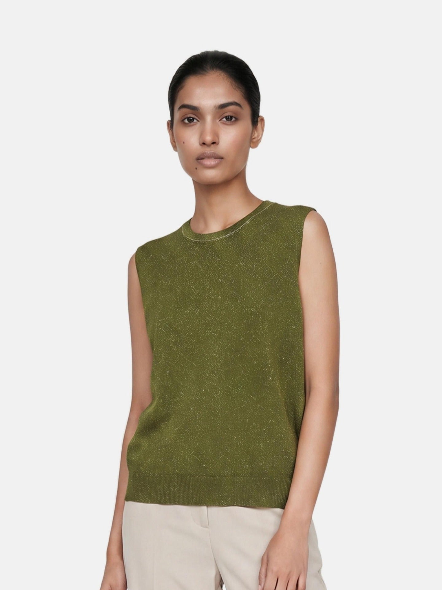 Top in Poliestere Verde Militare