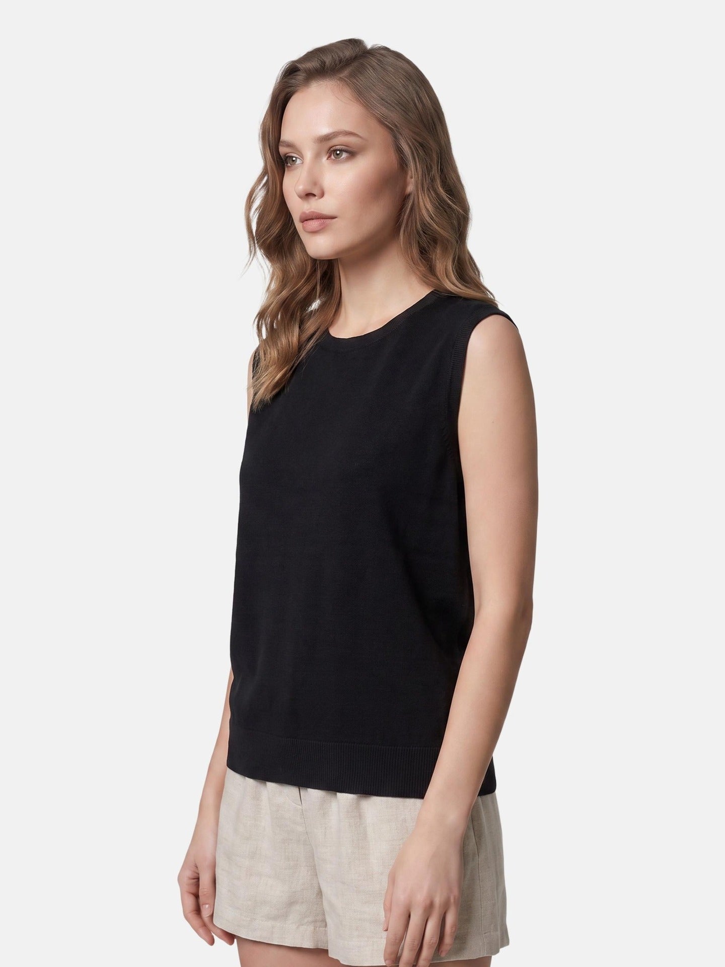 Top in Poliestere Nero